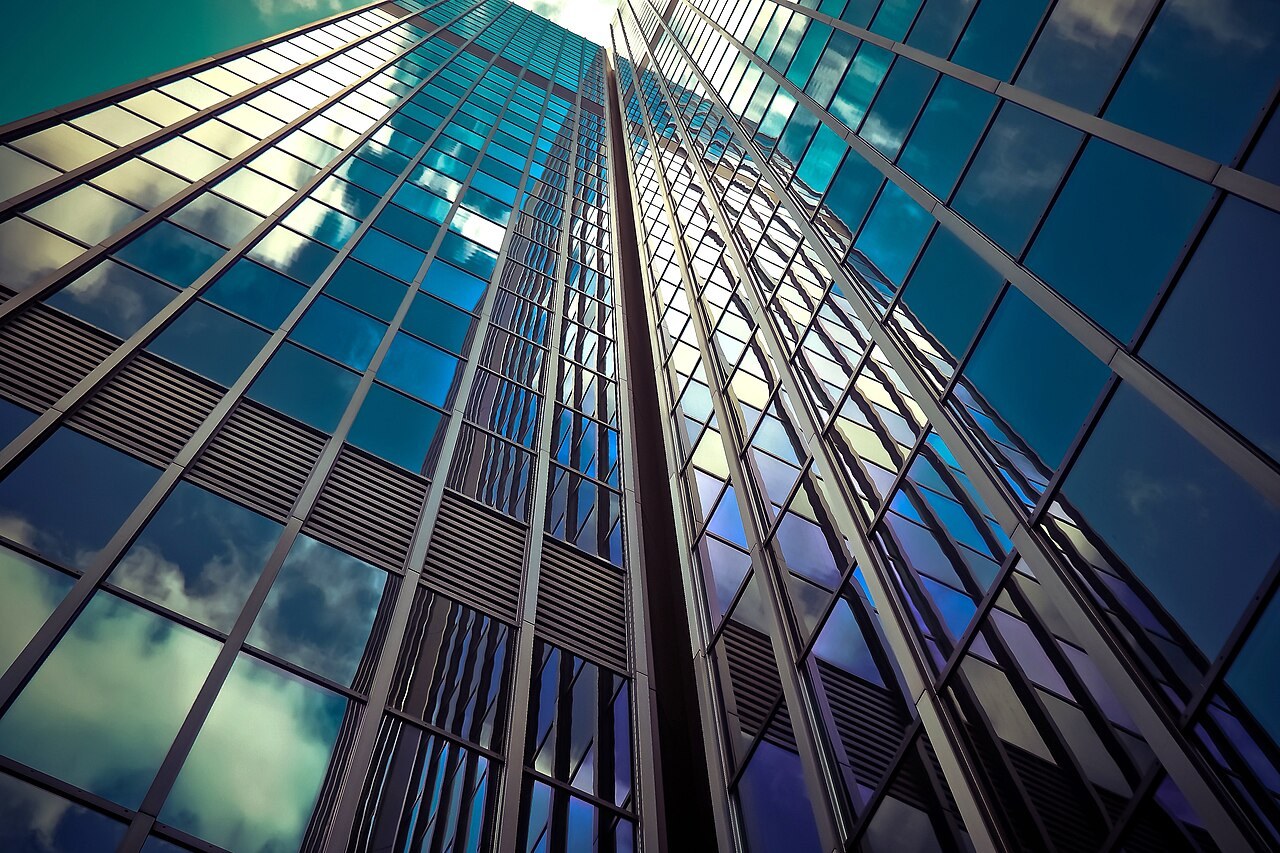 Modern corporate skyscraper buildings against the sky
